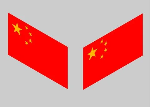 China flag. Isometric. Set. Stock Illustration