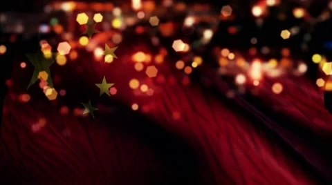 China Flag Light Night Bokeh Abstract Loop Animation 4K Stock Footage 47564801