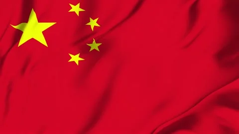 China flag loop animation with fabric texture, seamless waving background Stock Footage 342673016
