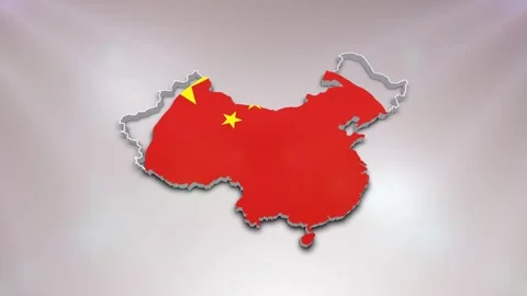 China Flag on Map Stock Footage 277945948