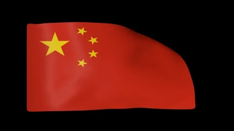 China Flag on Pole with Alpha Channel 库存影片 87225336