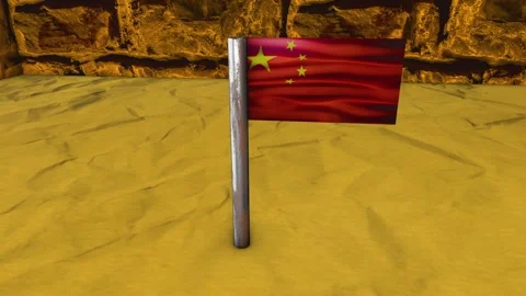 China Flag Post - Orbiting Shot Video stock 270537172