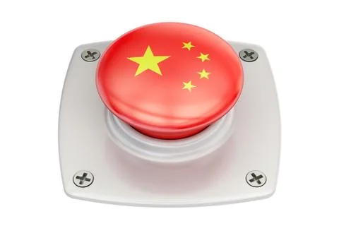 China flag push button, 3D rendering Stock Illustration