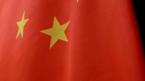 China Flag Ripple Waving Wind, Red and Gold National Flag Symbol Banner Stock Footage 124771883