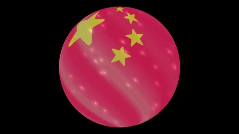 China flag in a round ball rotates. Flicker and shine. Animation loop Stock Footage 110406009