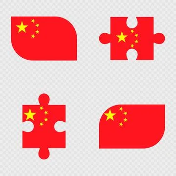 China Flag Rounded Shapes and Puzzle Set. Stock Illustration