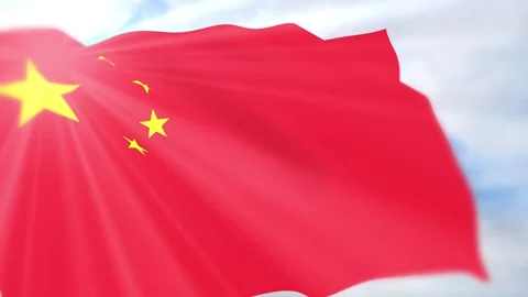China Flag Seamless Loop 4k 60fps on Sky Background Stock Footage 340623941