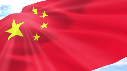 China Flag Seamless Loop 4k 60fps on Sky Background Stock Footage 341557786