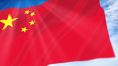 China Flag Seamless Loop 4k 60fps on Sky Background Stock Footage 341671712