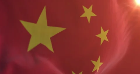China Flag at sunset. Loop Video stock 290076613