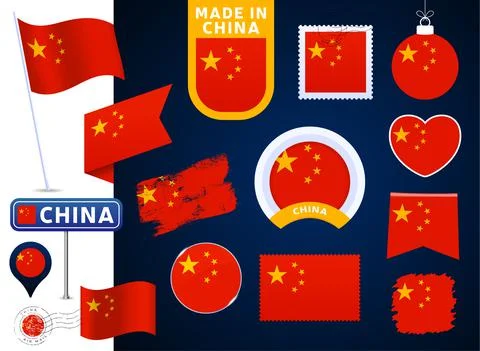 China flag vector collection. big set of national flag design elements in dif イラスト素材