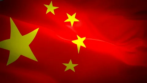 China Flag Wave Loop waving in wind Beijing. Realistic Chinese Flag background Stock Footage 102904272