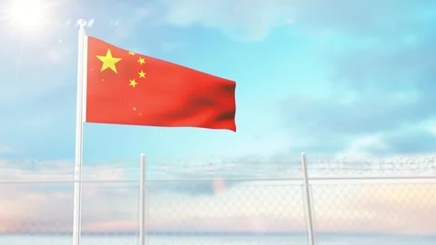 China  flag Waving 3d Animation. 4K Video. Stock Footage 297380456
