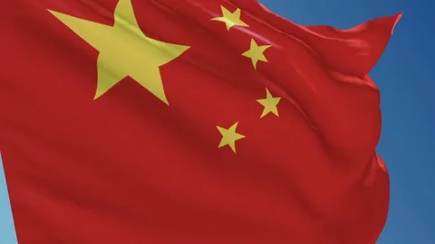 China Flag Waving. 3d render. Seamless Loop Stock Footage 70899671