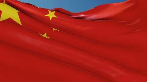 China Flag Waving. 3d render. Seamless Loop Stock Footage 70900746