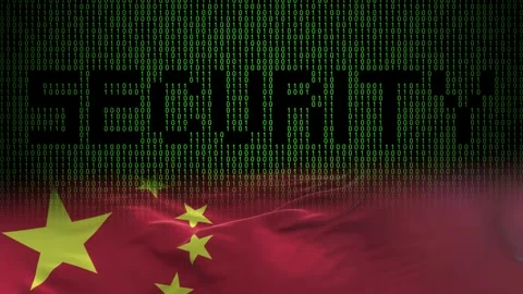 China flag - Waving flag on matrix binary code background Stock Footage 321422191