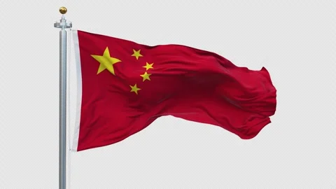 China flag waving looping with transparent background. Ready to use drag and 스톡 동영상 306908735
