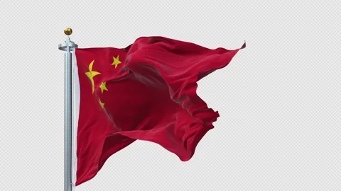China flag waving looping with transparent background. Ready to use drag and Video stock 306908765