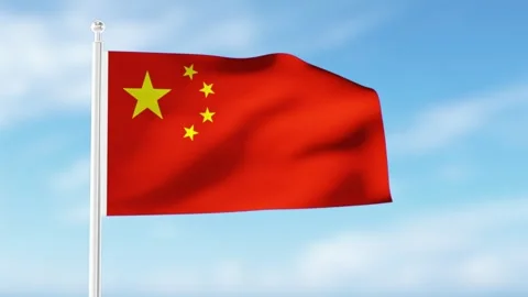 China flag waving in the wind 4K Animation. Video stock 297352280