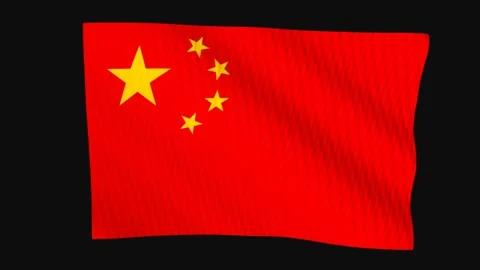 China flag waving in the wind on a black background Vídeos de archivo 343208619