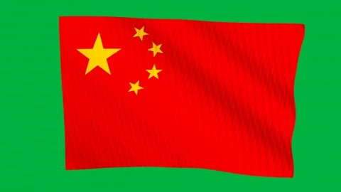China flag waving in the wind on a green screen Stock-Footage 343130294