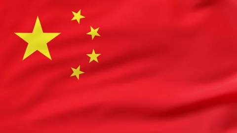 China Flag Waving in the Wind No-Crop Stock Footage 147058286