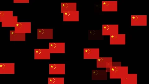 China flags popping out of black background Stock Footage 161248038
