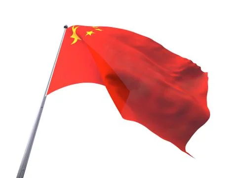 China flying flag isolate on white background. 스톡 일러스트