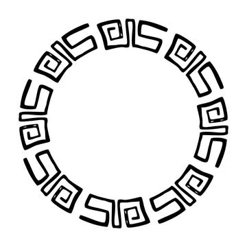 China frame, circle shape, simple vector doodle hand draw sketch Stock Illustration