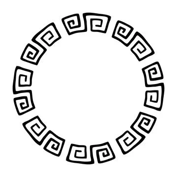 China frame, circle shape, simple vector doodle hand draw sketch Stock Illustration