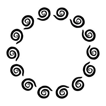 China frame, circle shape, simple vector doodle hand draw sketch Stock Illustration