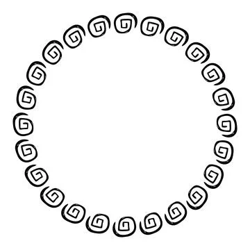 China frame, circle shape, simple vector doodle hand draw sketch Stock Illustration