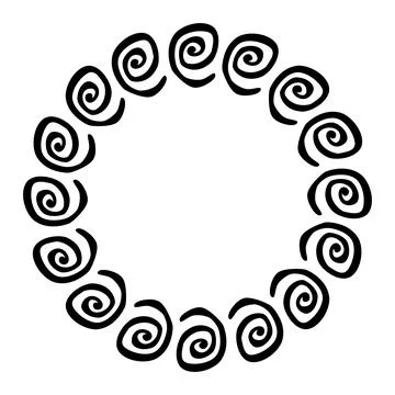 China frame, circle shape, simple vector doodle hand draw sketch Stock Illustration