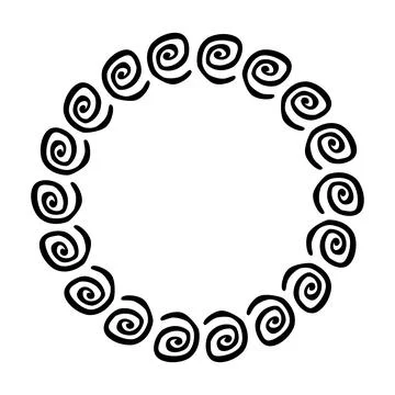 China frame, circle shape, simple vector doodle hand draw sketch Stock Illustration