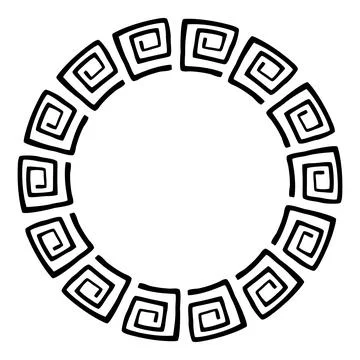 China frame, circle shape, simple vector doodle hand draw sketch Stock Illustration