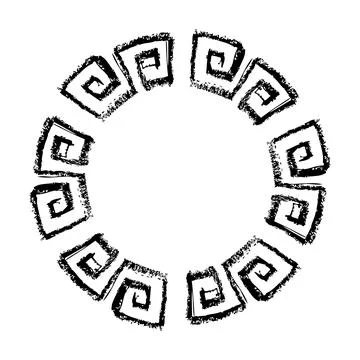 China frame, circle shape, simple vector doodle hand draw sketch Stock Illustration