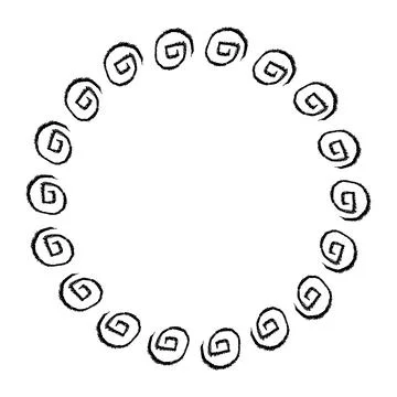 China frame, circle shape, simple vector doodle hand draw sketch Stock Illustration