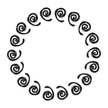 China frame, circle shape, simple vector doodle hand draw sketch Stock Illustration