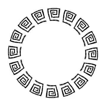 China frame, circle shape, simple vector doodle hand draw sketch Stock Illustration