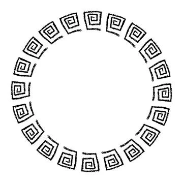 China frame, circle shape, simple vector doodle hand draw sketch Stock Illustration