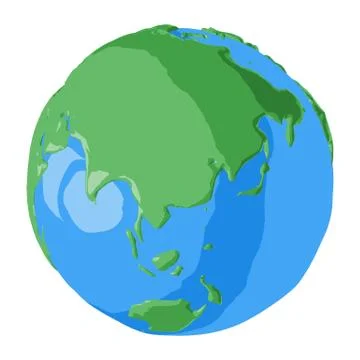 China on globe in cartoon style for simple illustration of east world Stock Illustration