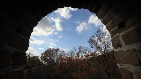 China The Great Wall Maple Leaf Stock Footage 163787640