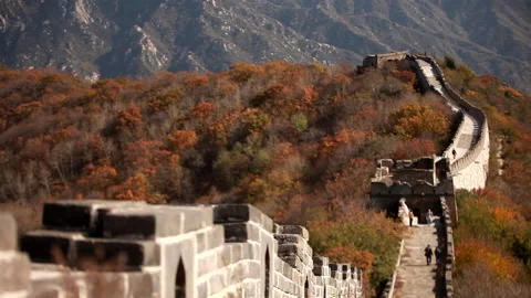 China The Great Wall Maple Leaf Stock Footage 163788574