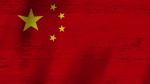 China grunge flag waving background with seamless loop Stock Footage 311734293