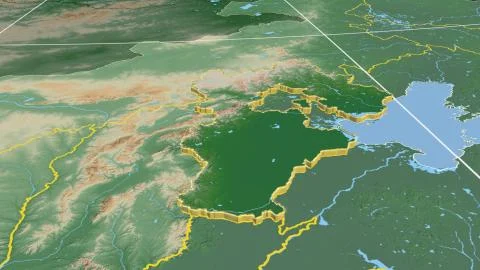 China - Hebei extruded on physical map Illustrazione stock