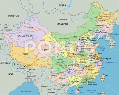 China - Highly detailed editable political map with labeling. ~ Clip ...