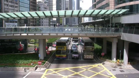 China Hong Kong financial district busy Traffic junction Stock Footage