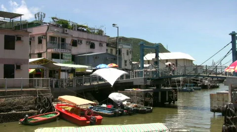 China Hong Kong Tai O houses on stilts Stock Footage