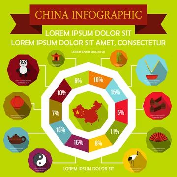 China infographic elements, flat style Stock Illustration