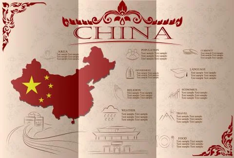 China infographics, statistical data, sights. Vector illustration Stock Illustration